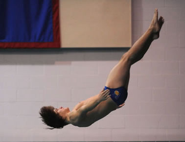 Charlie Maier ’14 dives at a recent meet.